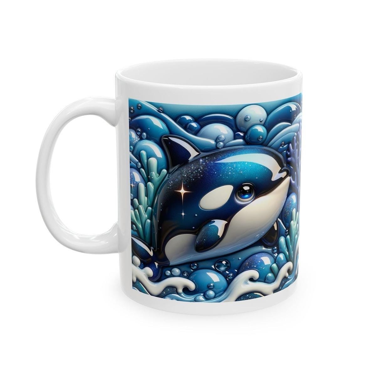 Cute whale 3d mug - ideal for coffee & tea - tumblers, drinkware cup bottles washable reusable ceramic xmas mugs festive reuse cute girly gi