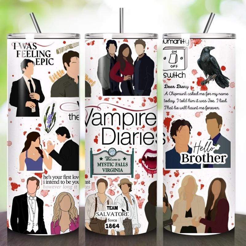Vampire diaries tumbler 20oz - perfect for on-the-go hydration - vacuum flask - cup drinkware mug bottles water bottles bottled portable gif