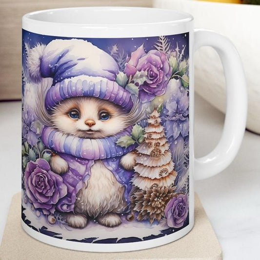 Enchanted winter wonderland cute rabbit mug - perfect christmas secret santa gift or stocking filler drinkware tumbler reusable cup washable