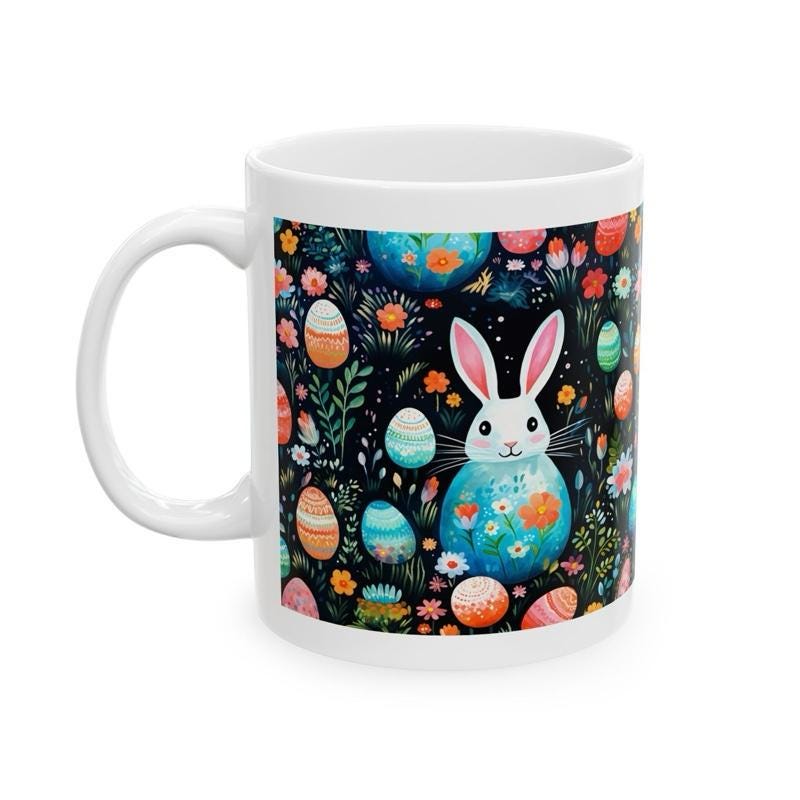 Easter bunny mug - cute gift - perfect for hot drinks - drinkware, tumblers cup bottles reusable washable portable reuse ceramic coffee east