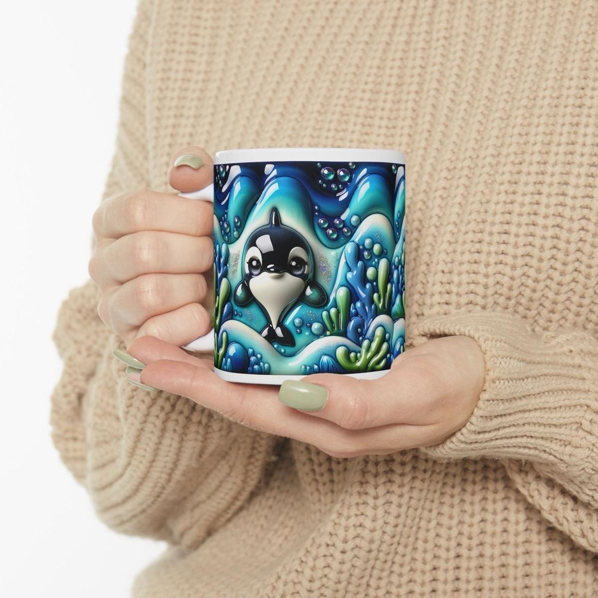 Cute whale ocean mug - 3d design - perfect for drinks - tumblers, drinkware cup reusable washable ceramic coffee reuse xmas mugs tea festive