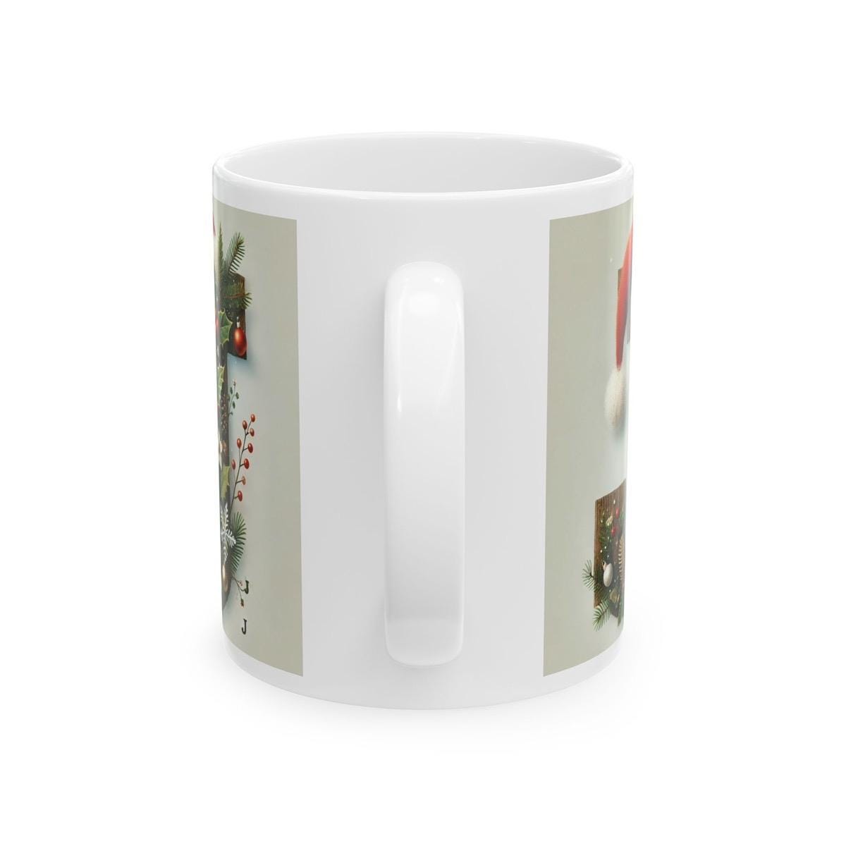 Personalised 'j' edition christmas mug - unique gift for xmas - stocking filler - drinkware washable reusable reuse ceramic cup tumbler coff