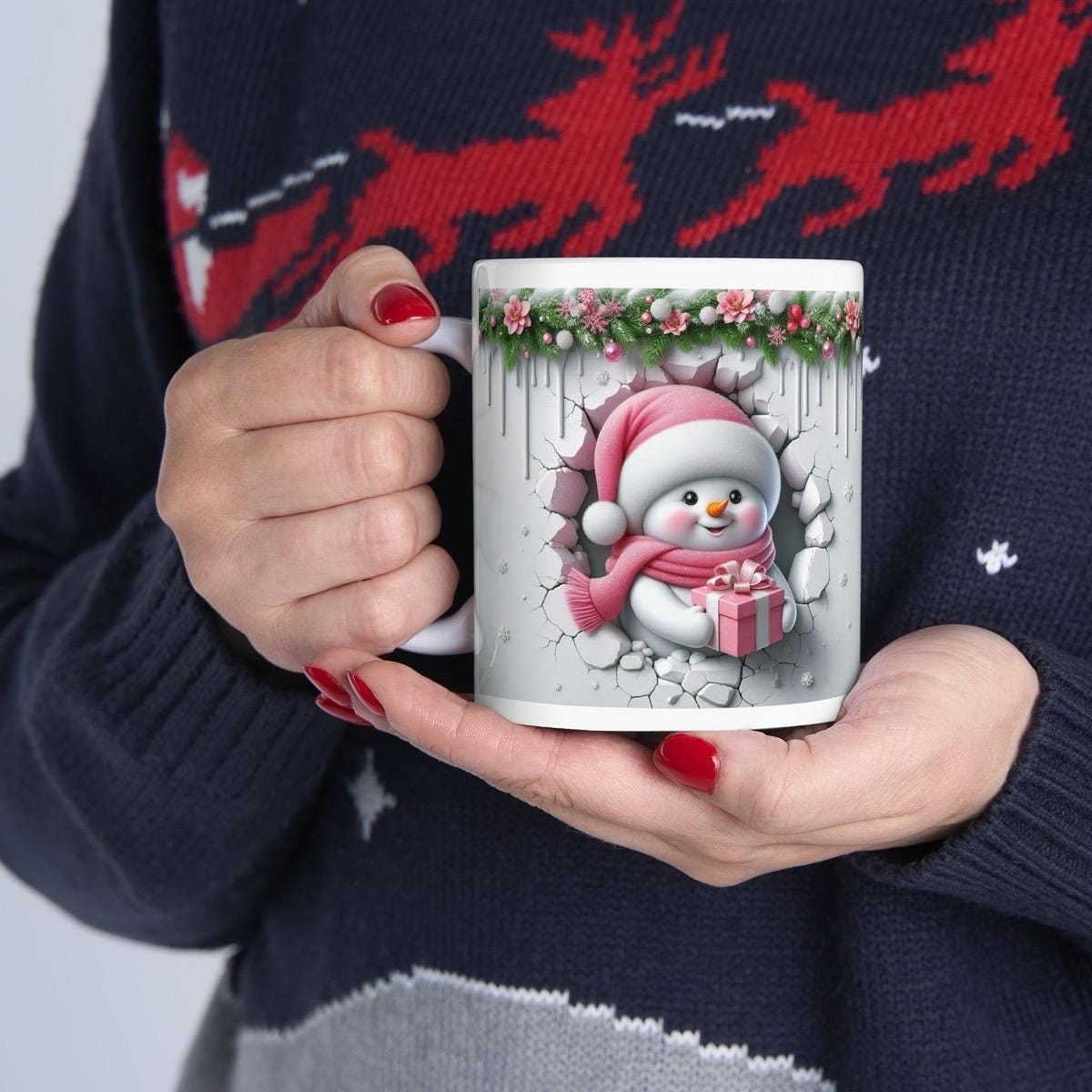 Christmas cute baby snowman 3d mug - perfect for your holiday celebrations drinkware tumbler reusable washable cup reuse coffee xmas mugs te