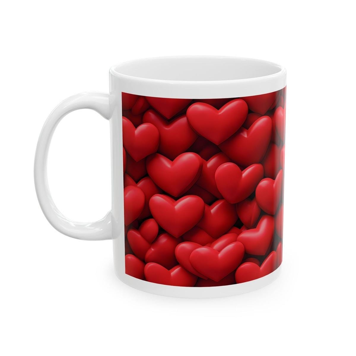 Love heart mug - cute gift for xmas, christmas, secret santa and valentines drinkware washable reusable cup tumbler reuse coffee ceramic mug