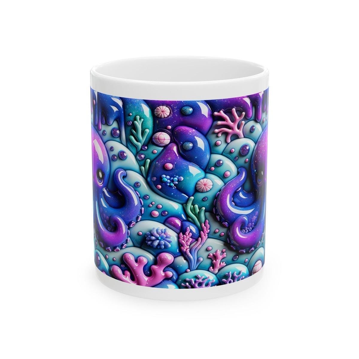 Cute purple octopus 3d mug - perfect for your morning drinks - drinkware, tumblers cup coffee reusable ceramic washable reuse xmas mugs tea