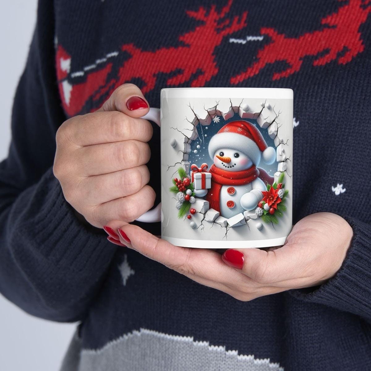 Christmas snowman 3d mug - perfect for hot drinks this winter - drinkware, cup tumblers bottles reusable washable xmas mugs tea festive