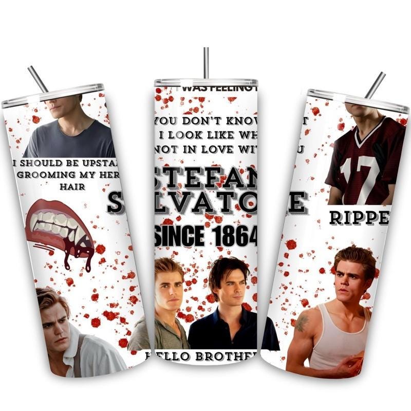 Vampire diaries stefan salvatore tumbler 20oz - perfect for on-the-go hydration - vacuum flask - cup drinkware mug bottles water bottles bot