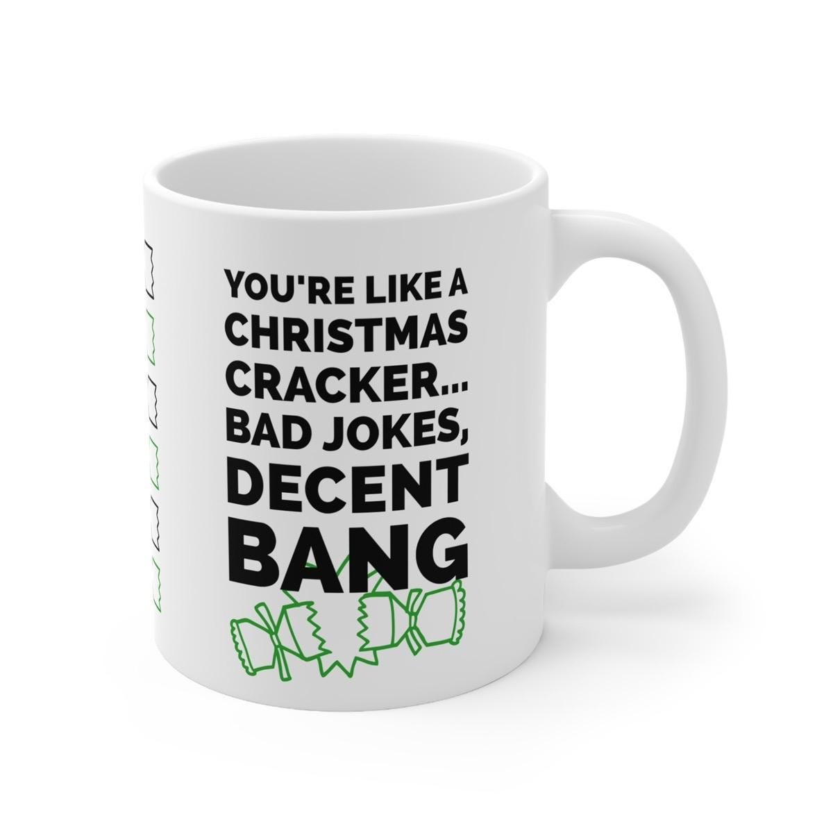 Funny christmas mug - christmas cracker joke, perfect for the holiday season, drinkware - cup ceramic coffee printed tea tumbler reuse reusa
