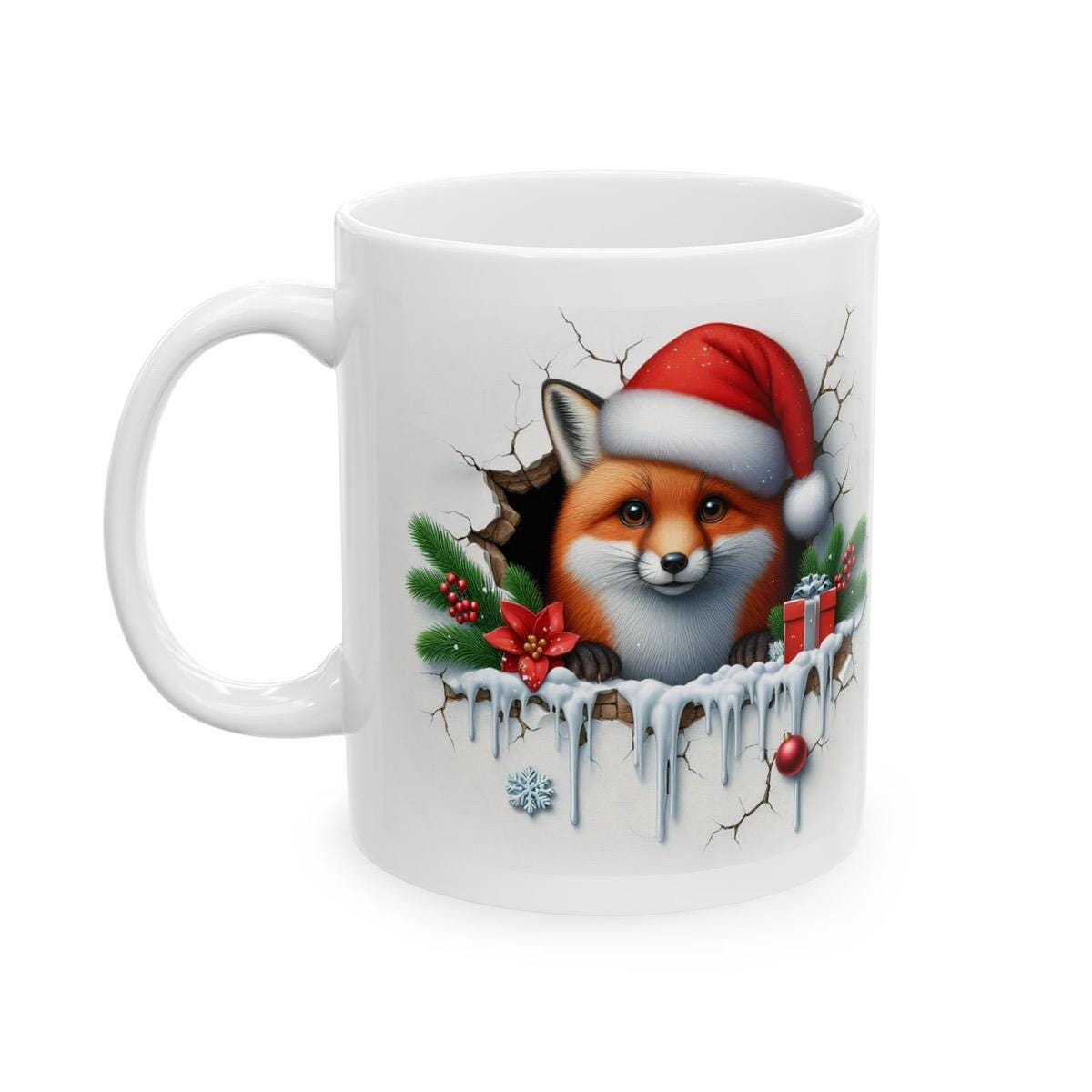 Christmas fox 3d mug - perfect for the holidays drinkware washable reuse reusable tumbler coffee cup ceramic xmas mugs tea festive gifts gir