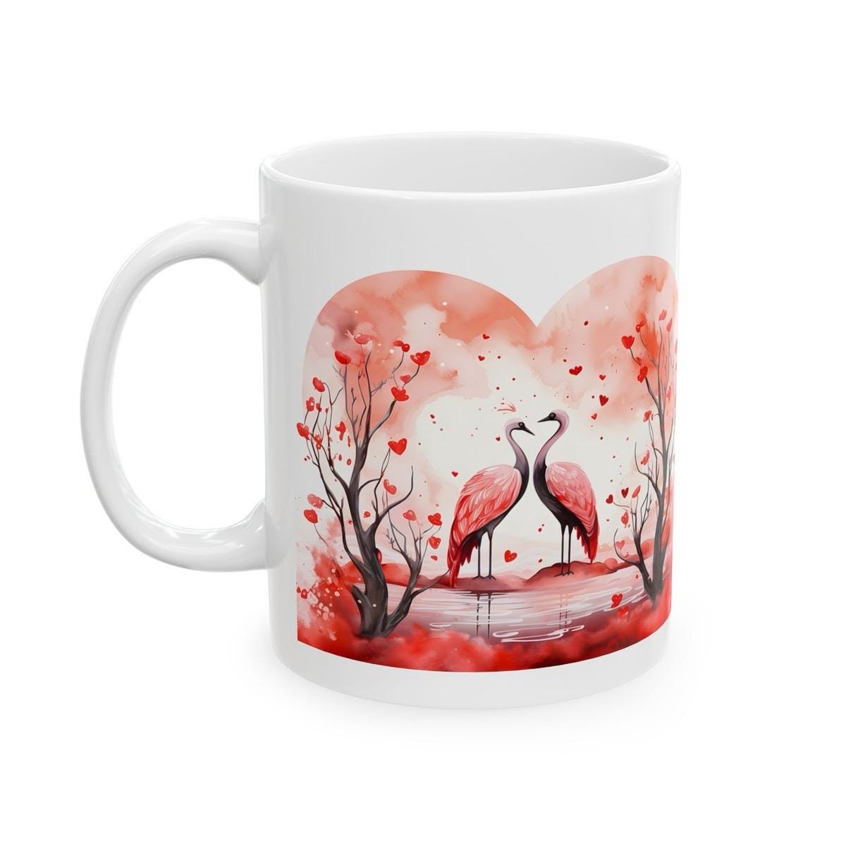 Cute flamingos bird mug - perfect valentine's gift for secret santa or stocking filler - tumblers, drinkware cup washable reusable coffee re