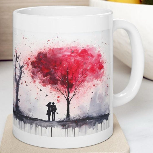 Couple mug under love tree hearts - xmas valentine's christmas present secret santa stocking filler drinkware washable reuse ceramic cup reu