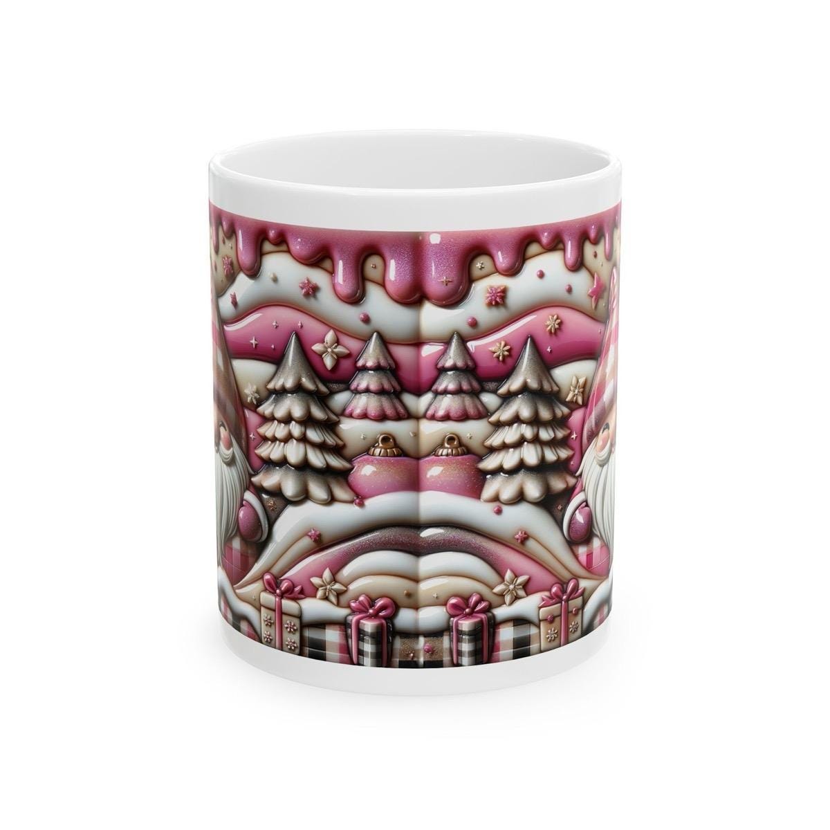 3d pink christmas gnome gonk mug – festive holiday cup with sweet candy-inspired design, perfect for cozy sips! gift drinkware tumblers bo