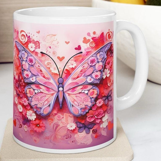 Butterfly cute mug - perfect for drinking and tumbling - tumblers, drinkware cup washable reusable coffee reuse ceramic xmas gifts mugs  bir