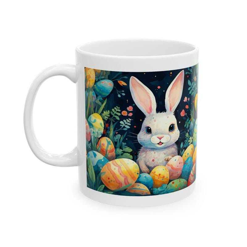 Easter bunny mug - cute gift - perfect for hot drinks - drinkware, tumblers cup bottles reusable washable portable reuse ceramic coffee east