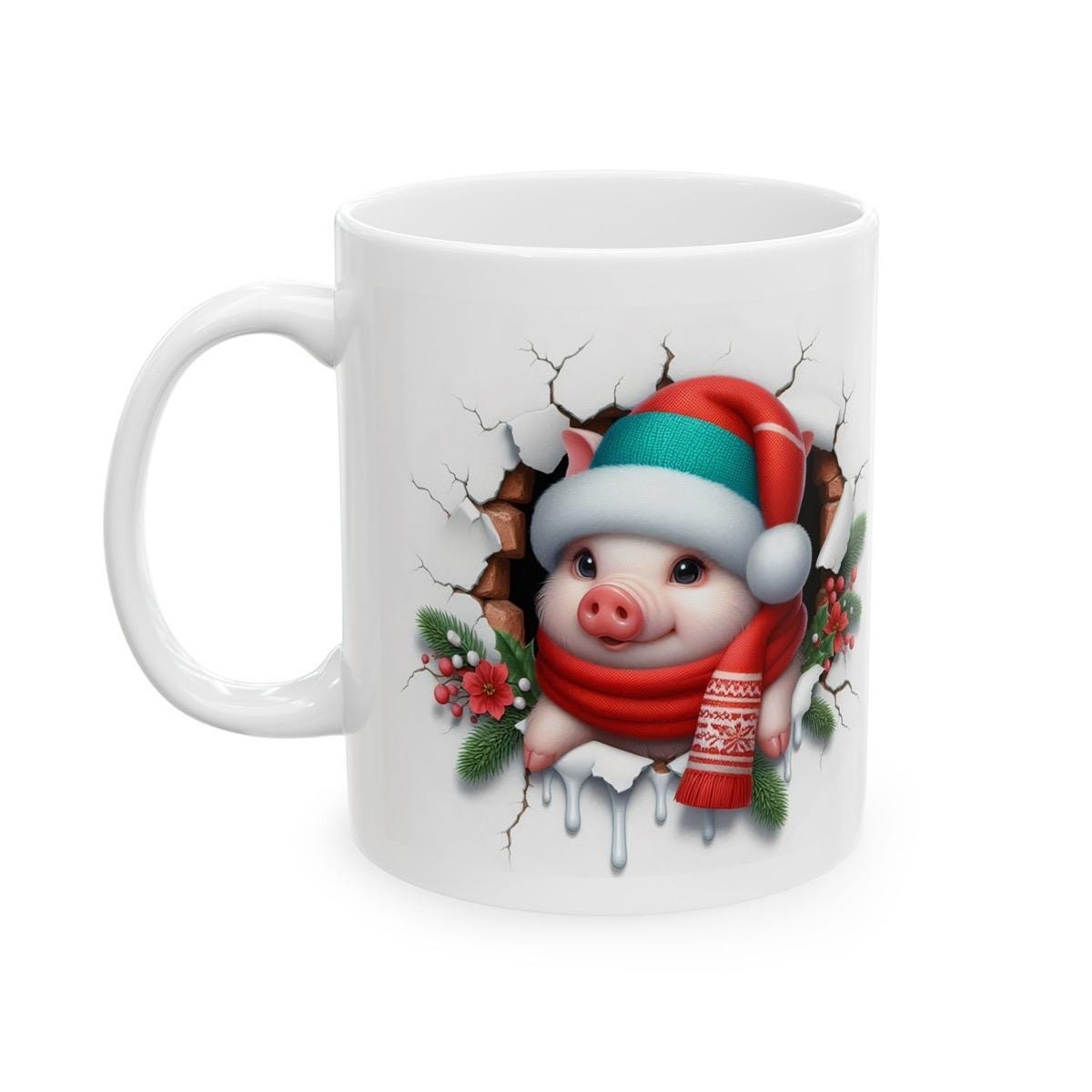 Christmas baby piglet 3d mug - reusable and perfect for drinks - drinkware ceramic tumblers washable reuse cup bottles xmas mugs tea festive