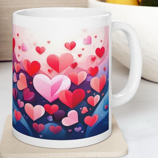 Cute love hearts mug - perfect valentine's and xmas gift for drinkware lovers tumbler washable cup reusable coffee reuse ceramic christmas b