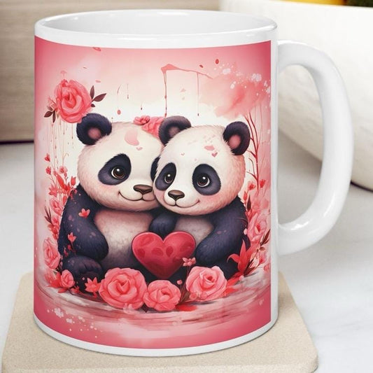 Couple of pandas cute valentines mug - perfect xmas christmas gift for secret santa or stocking filler - love mug for couples - drinkware tu