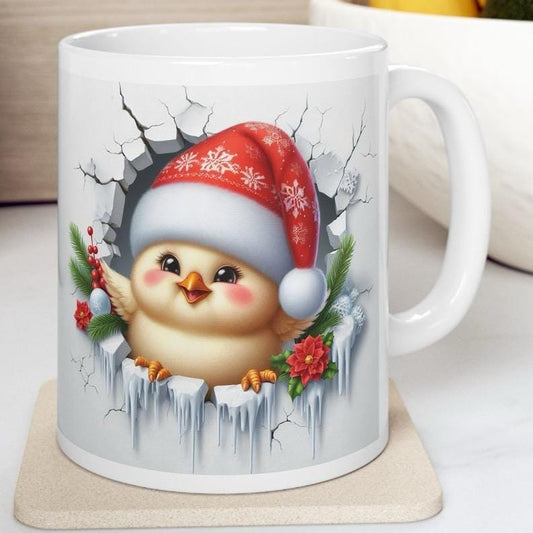 Christmas baby chicken bird 3d mug - perfect for your morning drinks - drinkware, tumblers cup reusable washable bottles reuse ceramic coffe