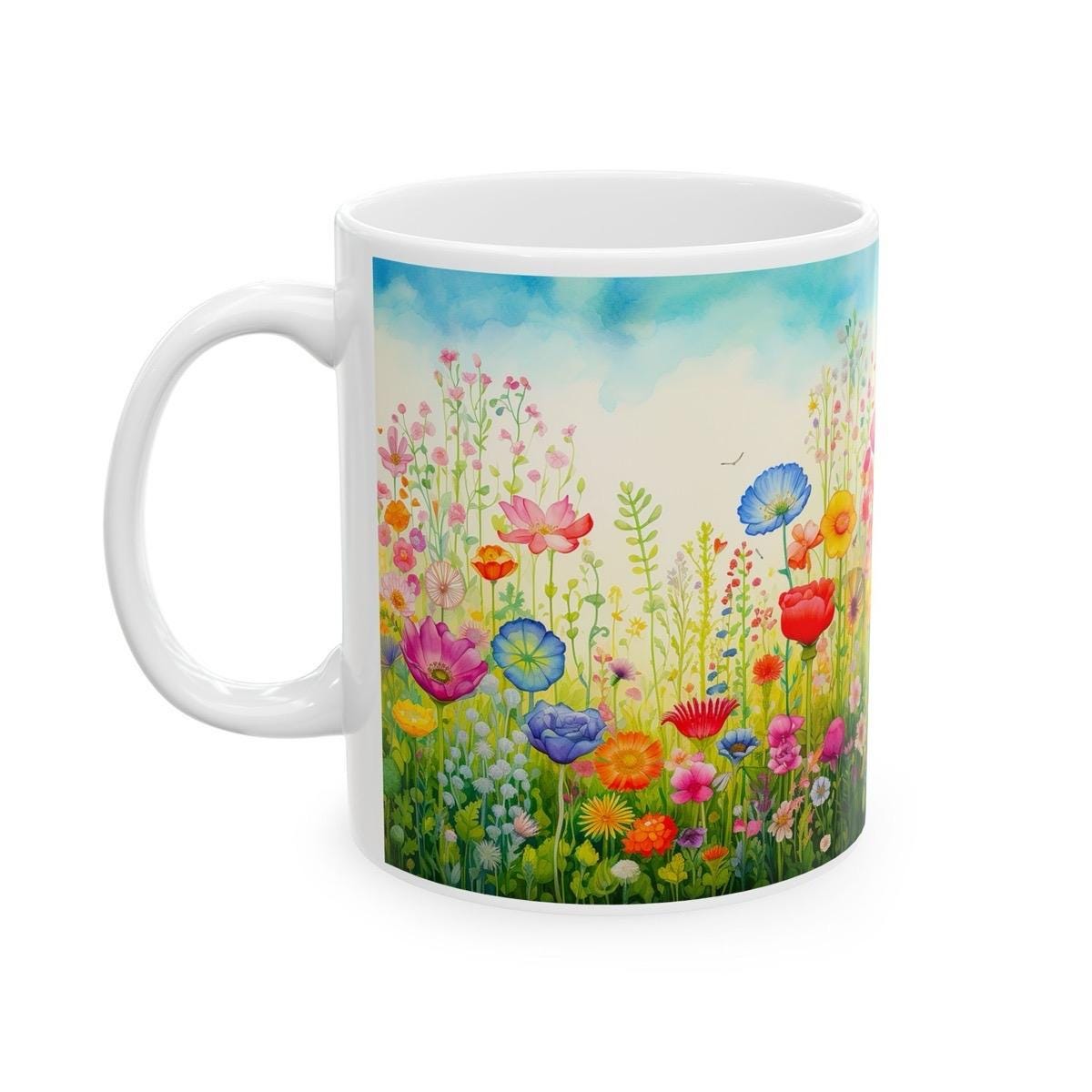 Garden mug - cute flower design - perfect gift for home and garden lovers - drinkware washable reusable tumbler reuse ceramic cup coffee tea