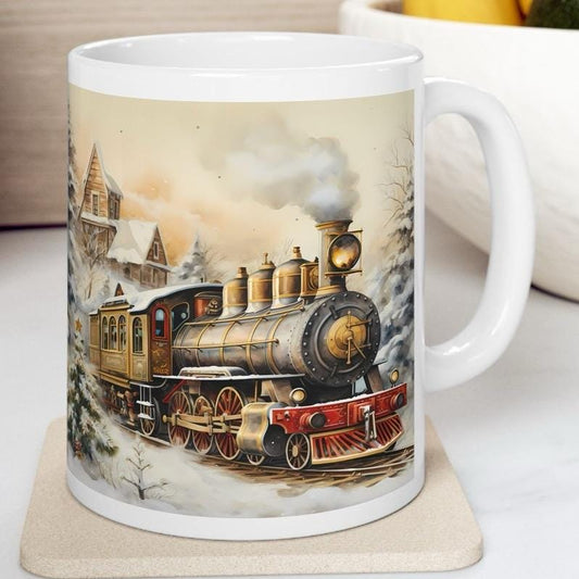 Steam train christmas express mug - perfect secret santa stocking filler gift drinkware tumbler washable reusable cup reuse ceramic coffee x