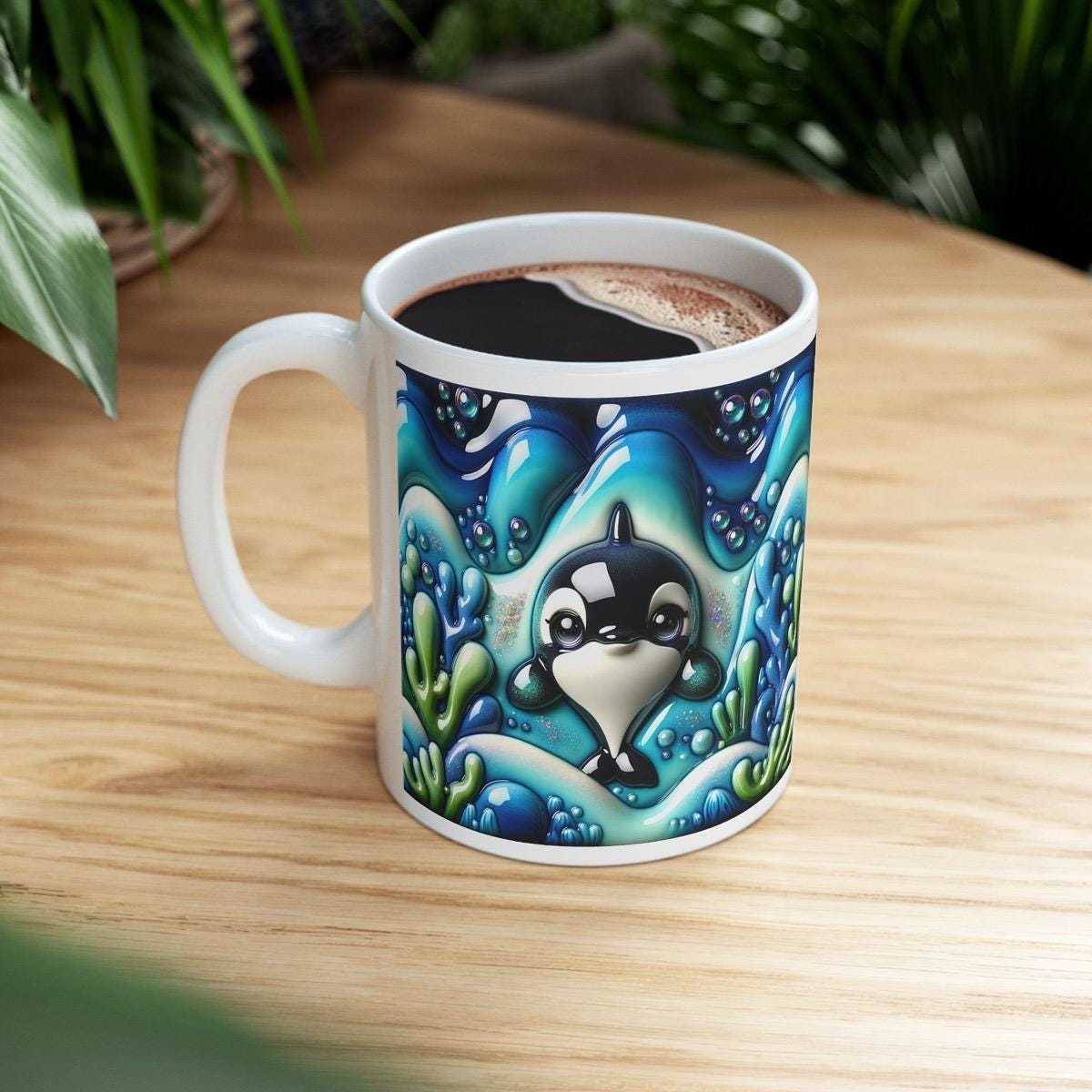 Cute whale ocean mug - 3d design - perfect for drinks - tumblers, drinkware cup reusable washable ceramic coffee reuse xmas mugs tea festive