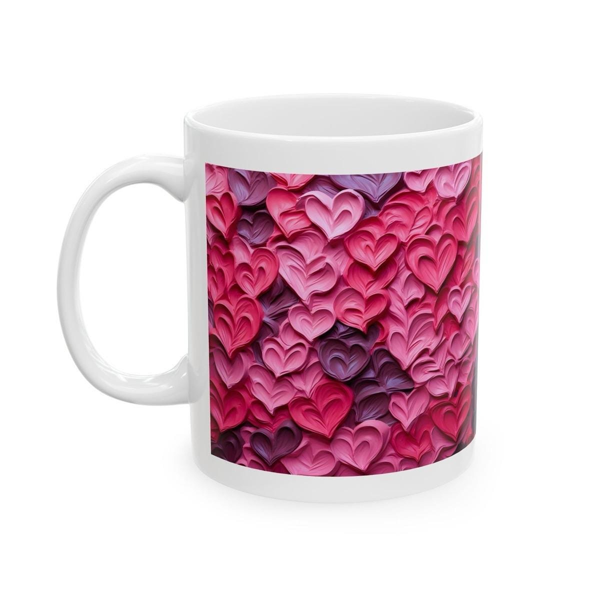 Painted hearts 3d style mug - perfect for coffee and tea - drinkware xmas christmas gifts mugs valentines girlfriend boyfriend wife husband