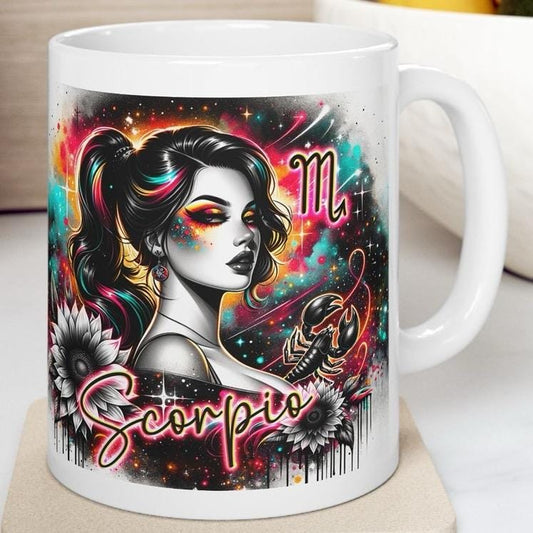 Scorpio star sign astrology mug - perfect gift for coffee and tea lovers - drinkware, glass tumbler cup washable reusable ceramic reuse funn