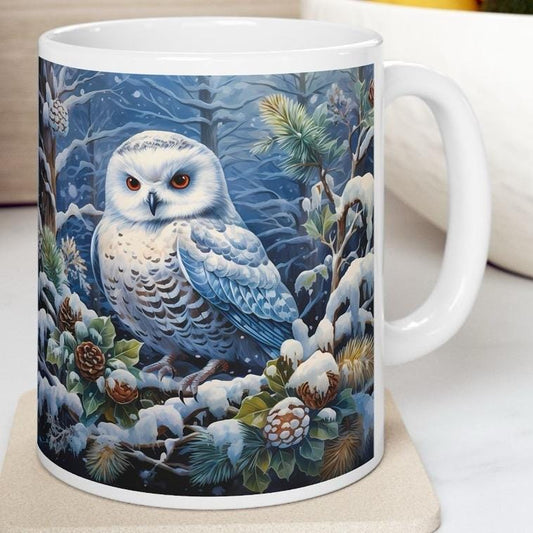 Funny christmas owl mug - cute gift for stocking or secret santa drinkware reusable washable coffee reuse cup ceramic tumbler xmas mugs tea
