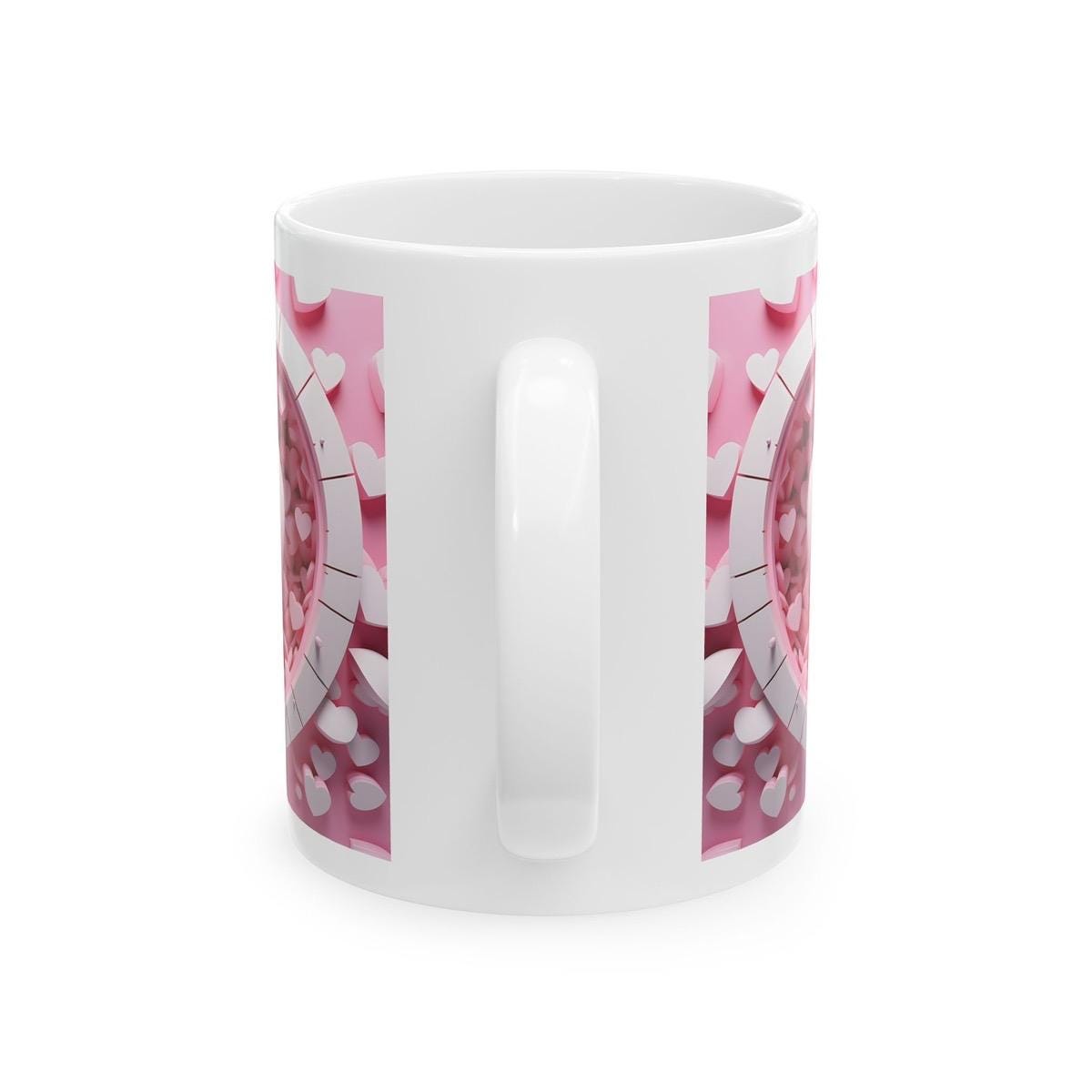 3d love heart mug - pink style - xmas secret santa stocking filler - valentines christmas gift for girlfriend boyfriend wife husband gifts d