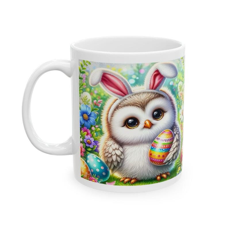 Easter owl mug - cute gift - perfect for hot drinks - drinkware, tumblers cup bottles reusable washable portable reuse ceramic coffee easter