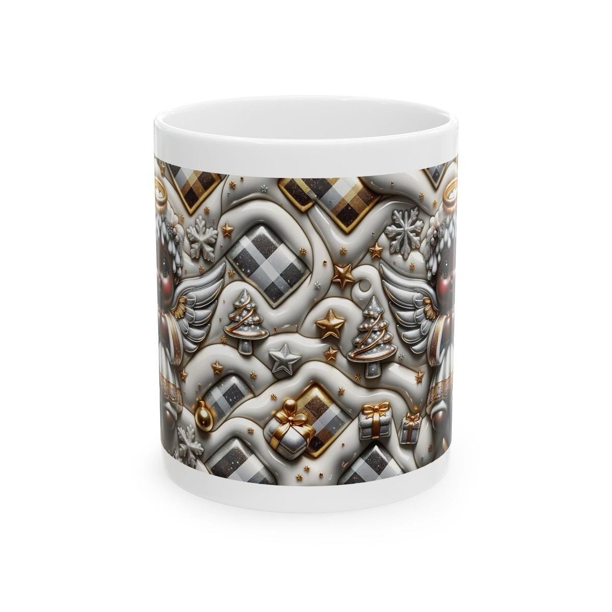 3d christmas angel mug – elegant gold and silver festive design, perfect for holiday celebrations and gifts! drinkware reusable tumbler wa