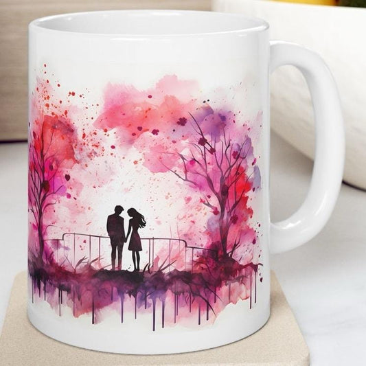 Cute couple mug holding hands - perfect valentine's or xmas gift drinkware washable tumbler reusable cup reuse coffee ceramic girly heart va