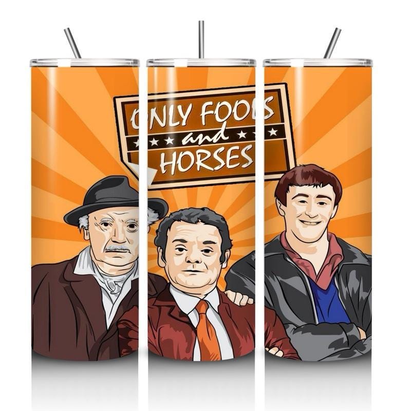 Del boy rodney inspired style tumbler 20oz - grey monster style perfect for on-the-go hydration - vacuum flask - cup drinkware mug bottles w