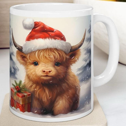 Highland cow mug - perfect secret santa stocking filler gift drinkware washable cup tumbler reuse reusable coffee ceramic xmas mugs tea fest