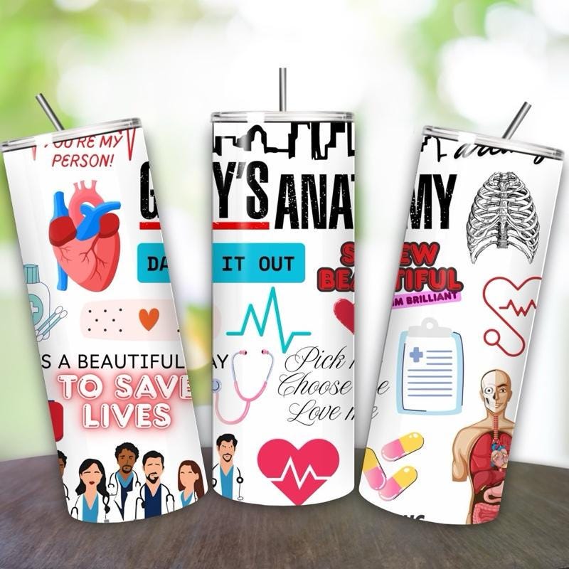 Grey’s anatomy tumbler 20oz - wildlife style stainless steel vacuum flask cup drinkware mug bottles portable gifts insulated thermo cups c