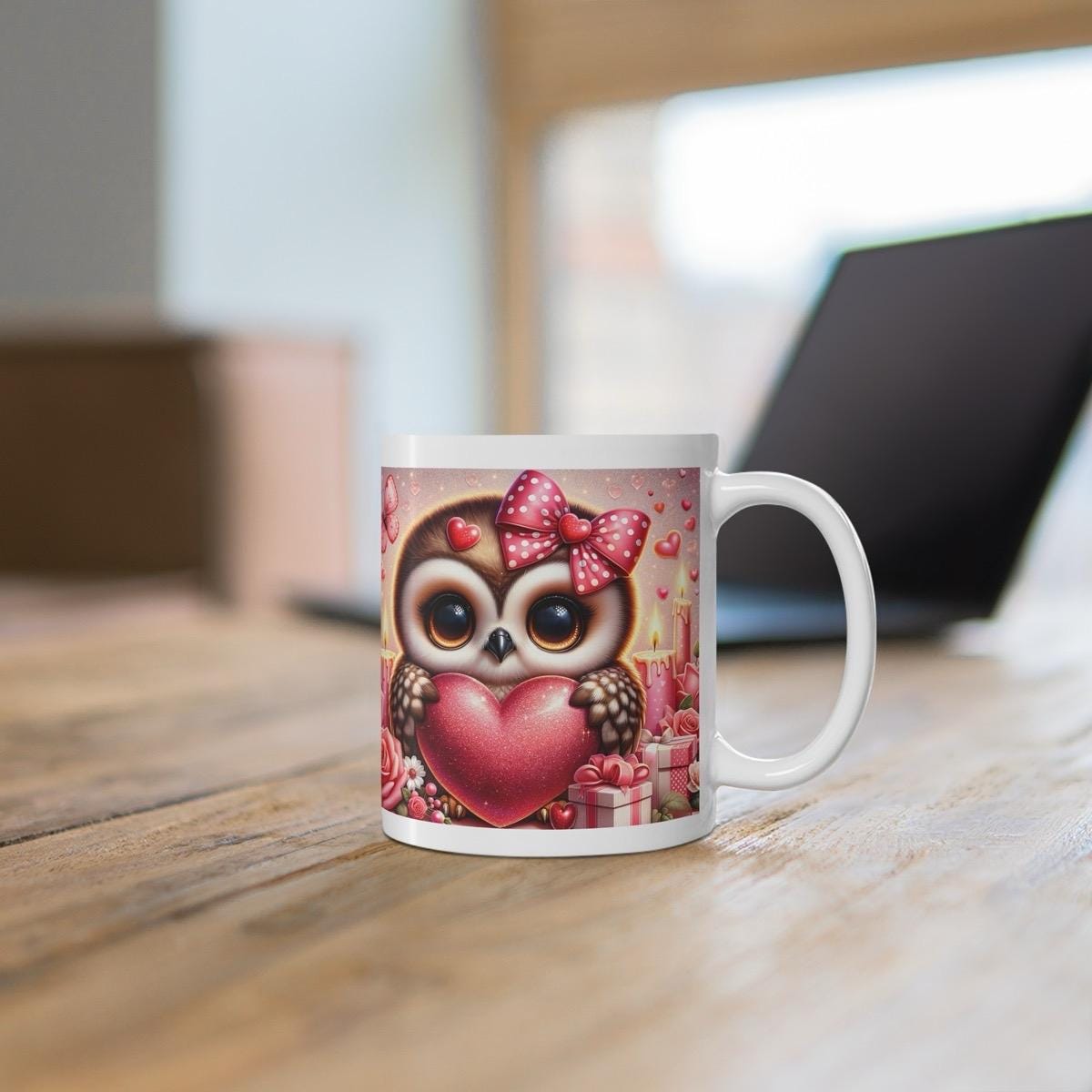 Cute owl heart valentine's day mug - perfect gift for your valentine - cup, drinkware tumbler washable reusable coffee ceramic reuse girly c