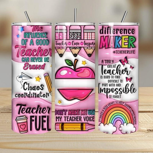 Cute girly teacher tumbler - perfect gift for the classroom - 20oz - mug, drinkware flasks bottled water bottles portable teacher gifts scho