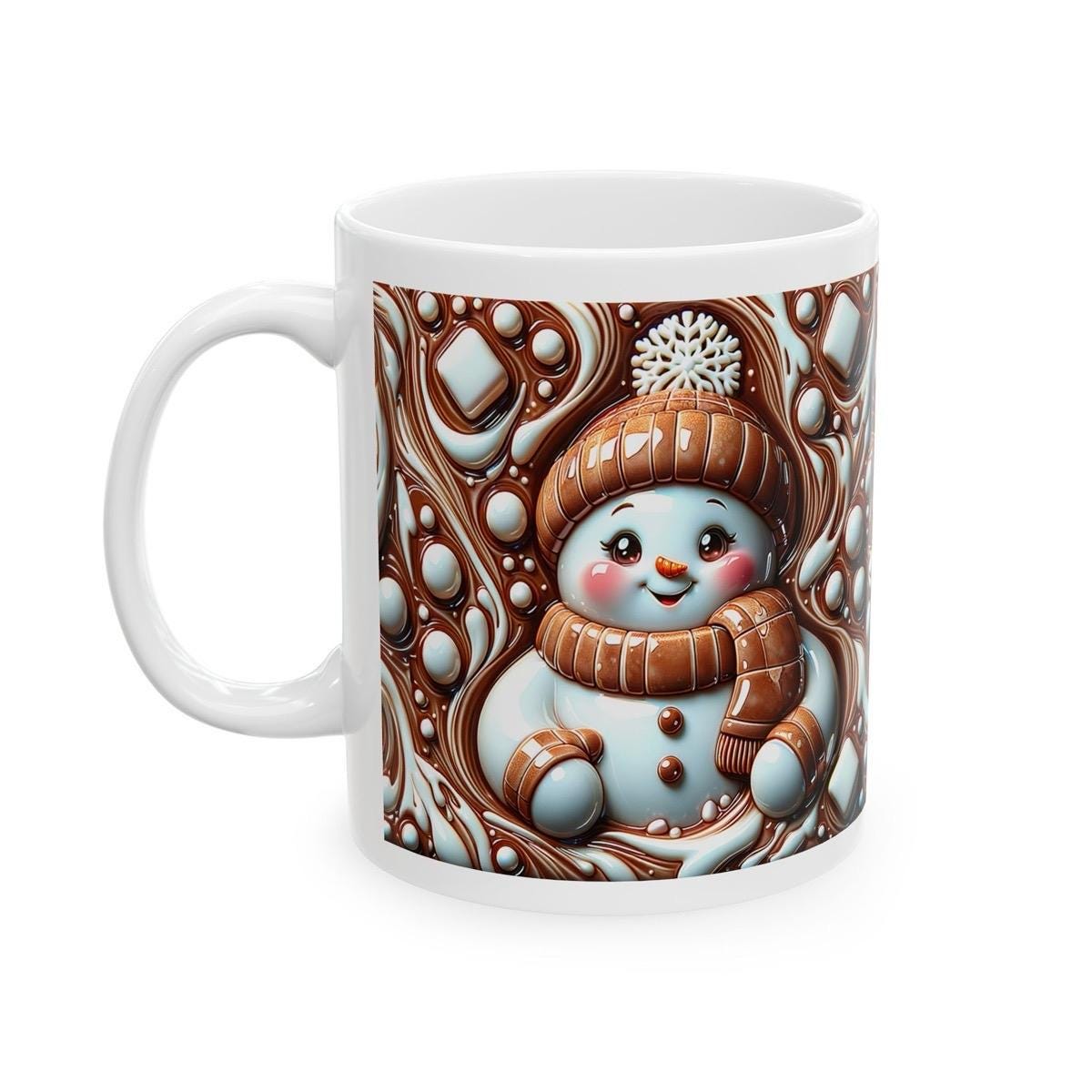 Cute 3d christmas snowman mug – festive brown and white design, perfect for holiday sips and gifts! drinkware reusable cup tumblers washab