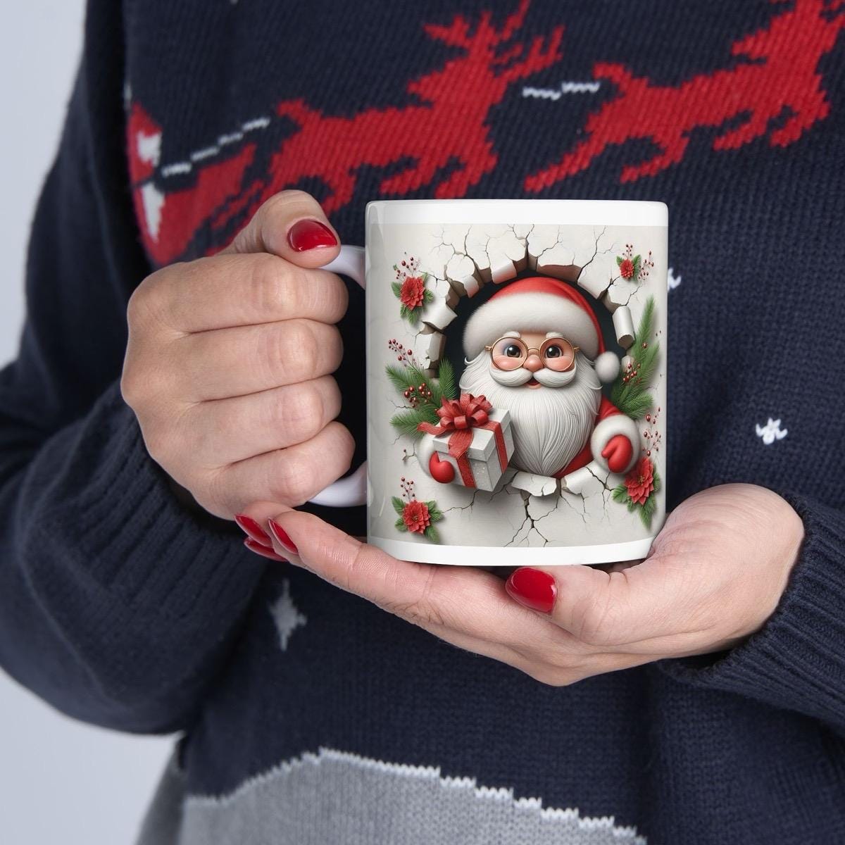 Santa 3d mug - perfect for hot drinks this christmas - drinkware, cup tumblers bottles reuse ceramic reusable washable coffee xmas mugs tea