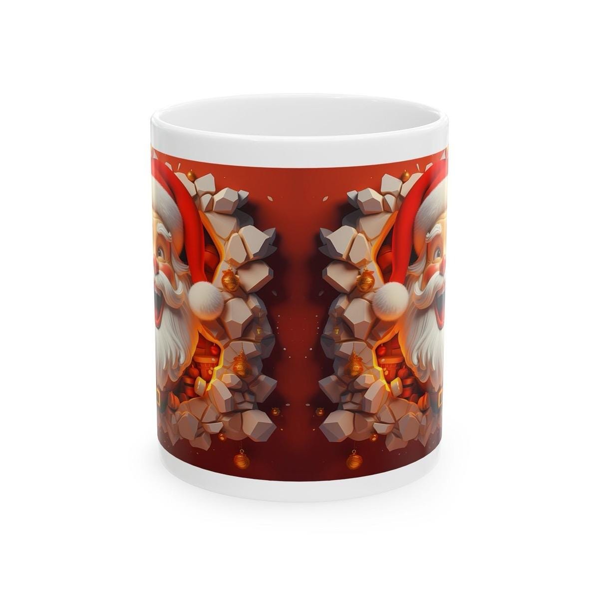 Santa 3d mug - christmas secret gift stocking filler drinkware reuse reusable washable tumbler ceramic coffee cup neutral mugs xmas tea fest