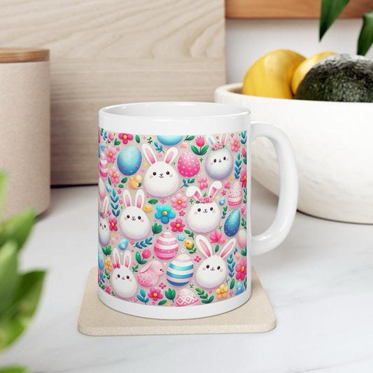 Easter bunny mug - cute gift - perfect for hot drinks - drinkware, tumblers cup bottles reusable washable portable reuse ceramic coffee east