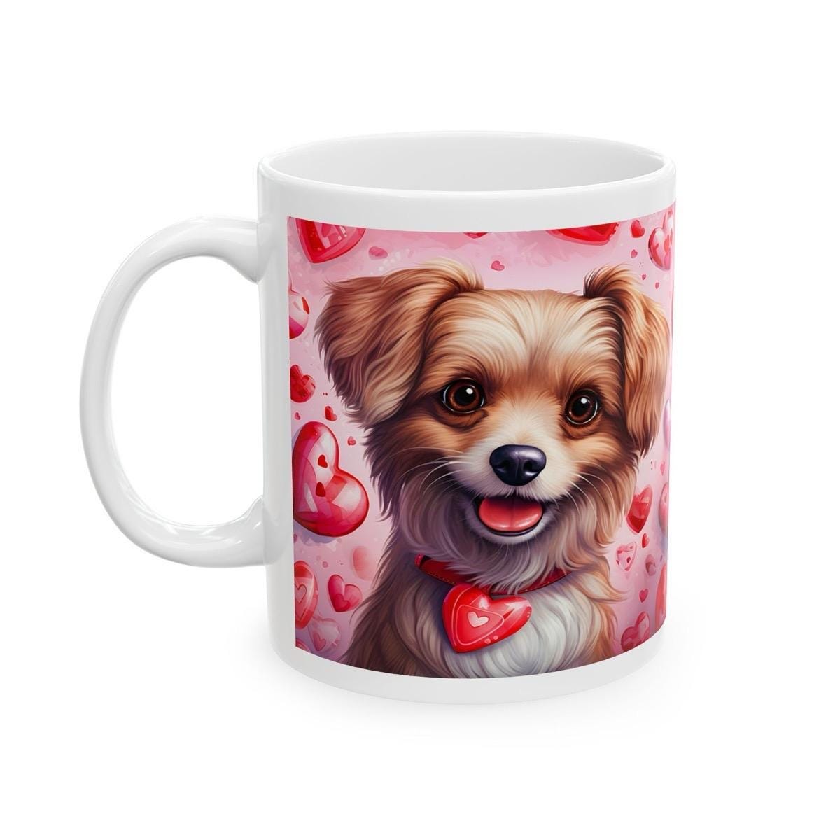 Puppy dog cute valentines mug gifts xmas - perfect for drinking hot beverages - cup, drinkware tumblers washable ceramic coffee reusable reu