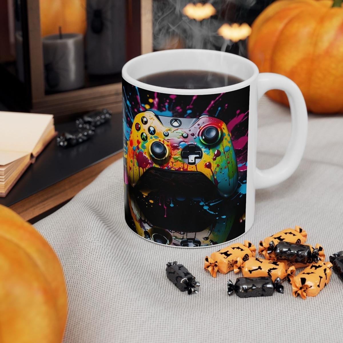 Xbox lover style gamer mug with black and neon design - perfect for gaming and coffee lovers - 11oz - drinkware, cup tumbler ceramic reuse w
