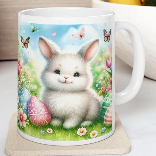 Easter bunny mug - cute gift - perfect for hot drinks - drinkware, tumblers cup bottles reusable washable portable reuse ceramic coffee east