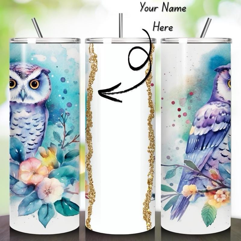 Personalised tumbler gold owl style 20oz - perfect for on-the-go hydration - vacuum flask - cup drinkware mug bottles water bottles bottled