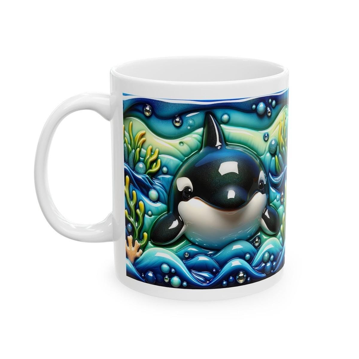 Cute whale ocean 3d mug - perfect for your morning drinks - tumblers, drinkware cup bottles reusable washable coffee ceramic reuse xmas mugs