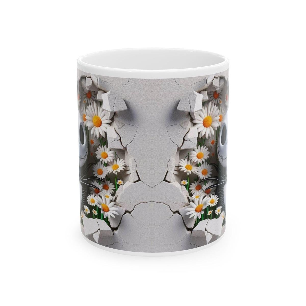 Jack skellington style 3d style mug - christmas secret santa gift - reusable and washable - ceramic cup tumbler for coffee and drinks - drin