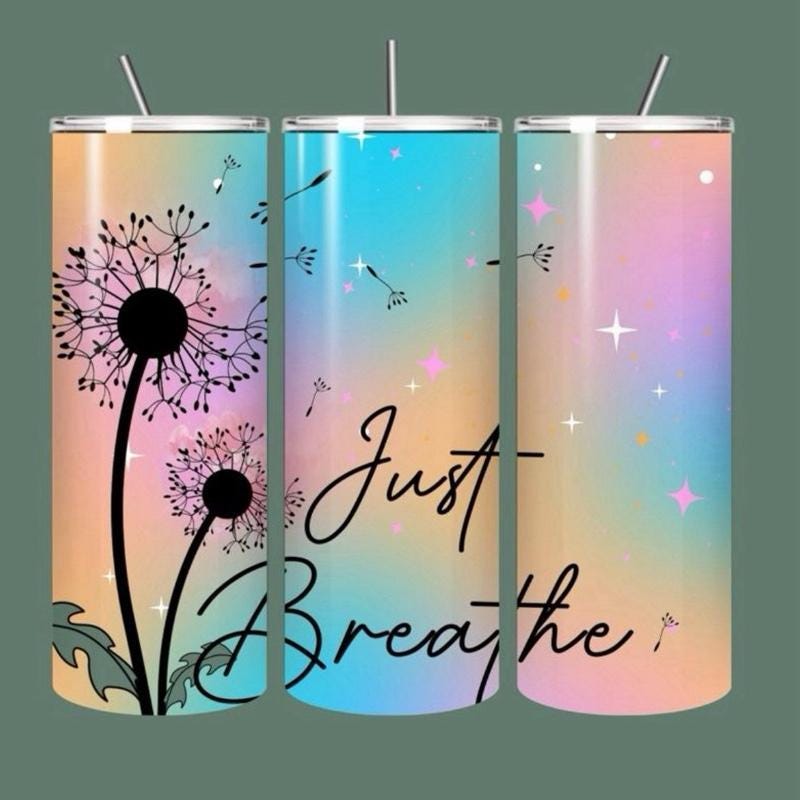 Just breathe self love mental health flower tumbler 20oz - cute design for drinking enthusiasts - portable flask for on-the-go beverages dri