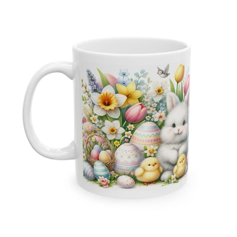 Easter bunny mug - cute gift - perfect for hot drinks - drinkware, tumblers cup bottles reusable washable portable reuse ceramic coffee east