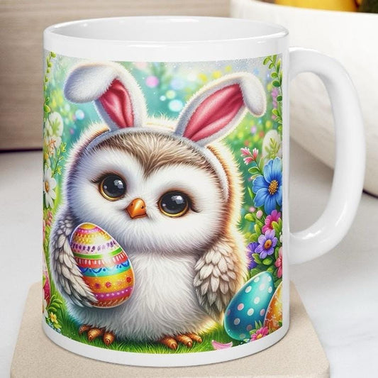Easter owl mug - cute gift - perfect for hot drinks - drinkware, tumblers cup bottles reusable washable portable reuse ceramic coffee easter